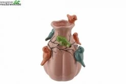 BIRD VASE SPRING OLD PINK 13X13X19CM