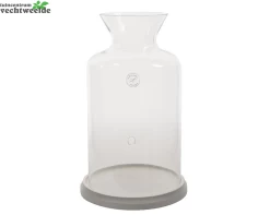 Cloche Glas Bord Mdf D18h28cm Wt