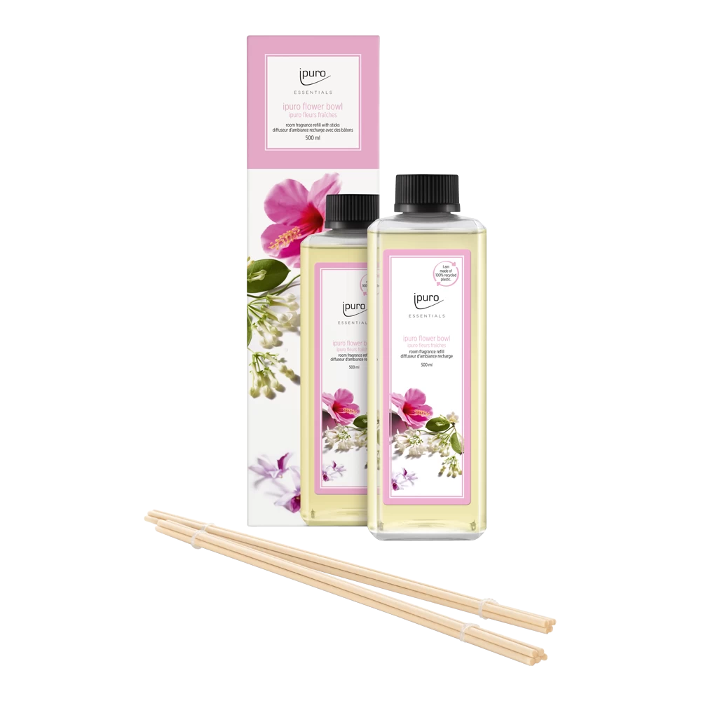 Ipuro Refill Flower Bowl 500ml - Navulling Geurstokjes 3 Ipuro Refill Flower Bowl 500ml - Navulling Geurstokjes