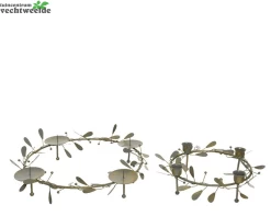 Kandelaar Ijzer Blad D36h7.5cm Goud