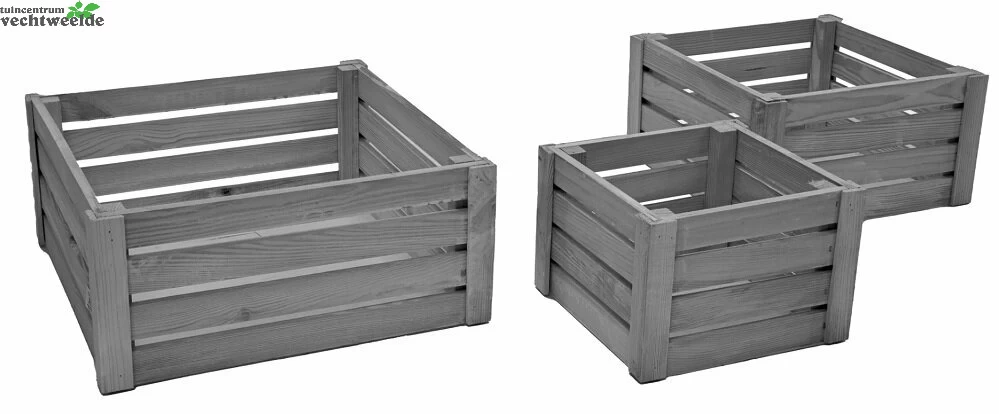 Krat Vierkant Essex Set/3 Grijs 3 Krat Vierkant Essex Set/3 Grijs