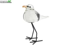 Sculptuur Wit/zwart Glas L11b8h15cm