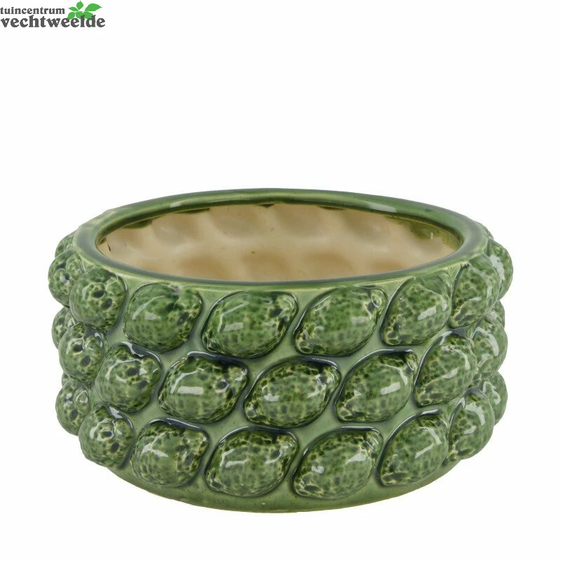 Vaas Keramiek L26b26h12.5cm Groen 3 Vaas Keramiek L26b26h12.5cm Groen