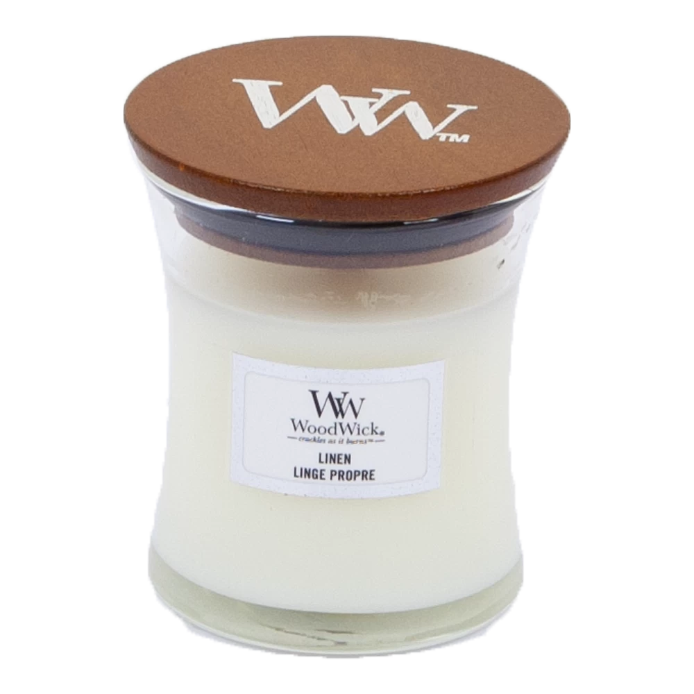 Woodwick Linen Medium Candle - Geurkaars 3 Woodwick Linen Medium Candle - Geurkaars