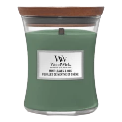 Woodwick Mint Leaves & Oak Medium Candle - Geurkaars