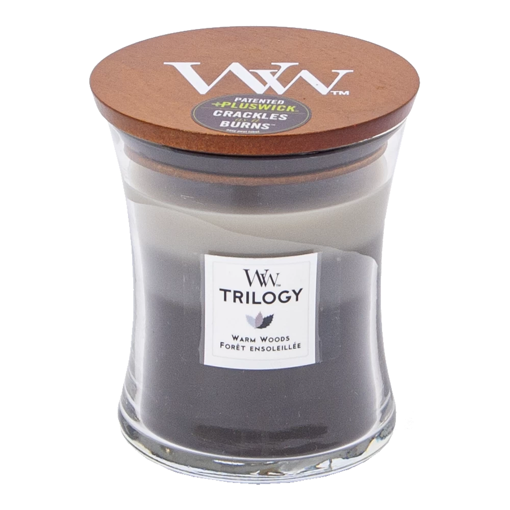 Woodwick Trilogy Warm Woods Medium Candle - Geurkaars 3 Woodwick Trilogy Warm Woods Medium Candle - Geurkaars