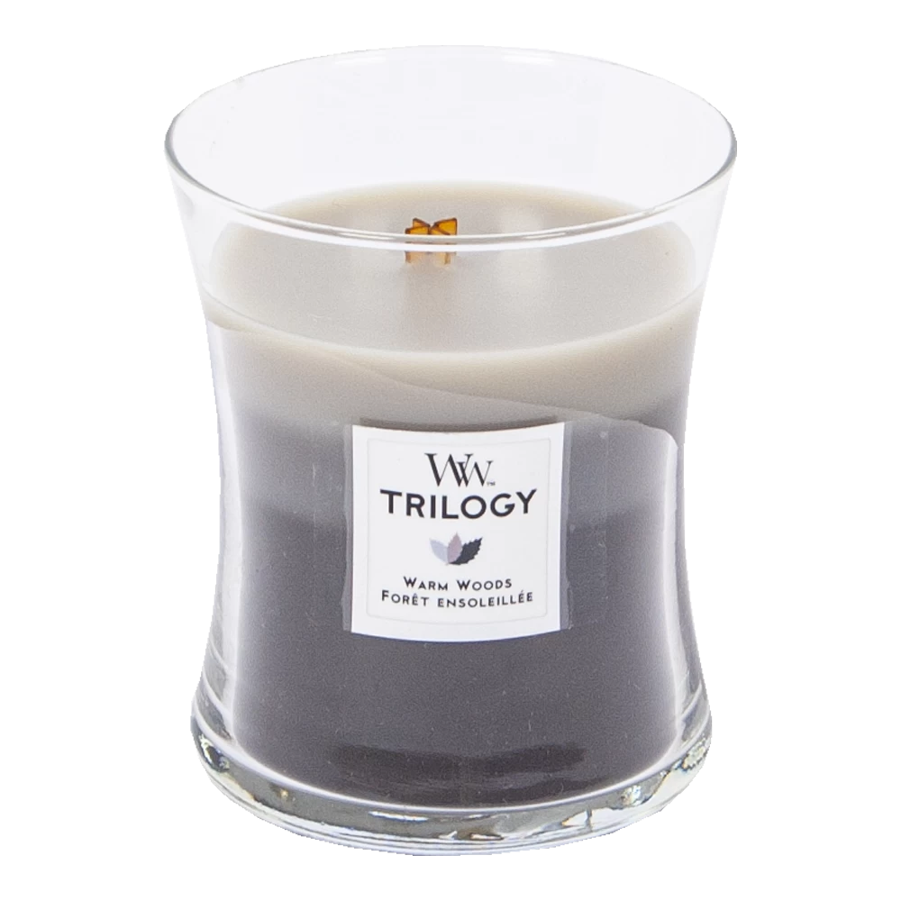 Woodwick Trilogy Warm Woods Medium Candle - Geurkaars 4 Woodwick Trilogy Warm Woods Medium Candle - Geurkaars - Afbeelding 2