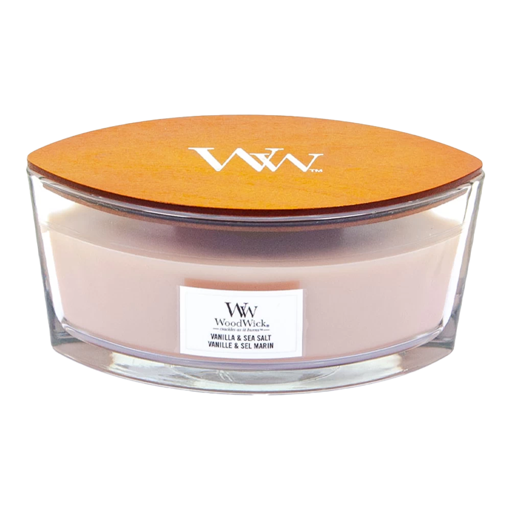 Woodwick Vanilla & Sea Salt Ellipse Candle - Geurkaars 3 Woodwick Vanilla & Sea Salt Ellipse Candle - Geurkaars