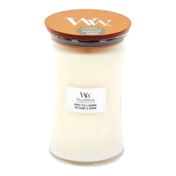Woodwick White Tea & Jasmine Large Candle - Geurkaars